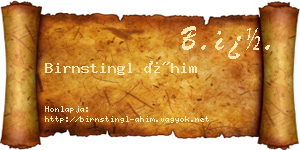 Birnstingl Áhim névjegykártya